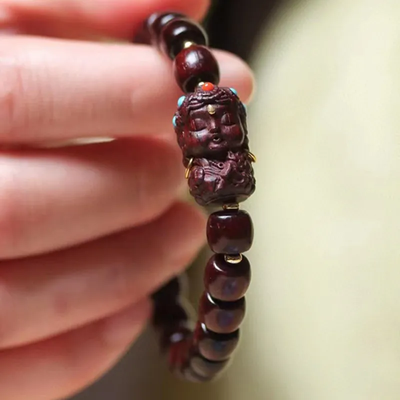 Cuiya Golden Building Pterocarpus Wooden Bracelets Unisex-1