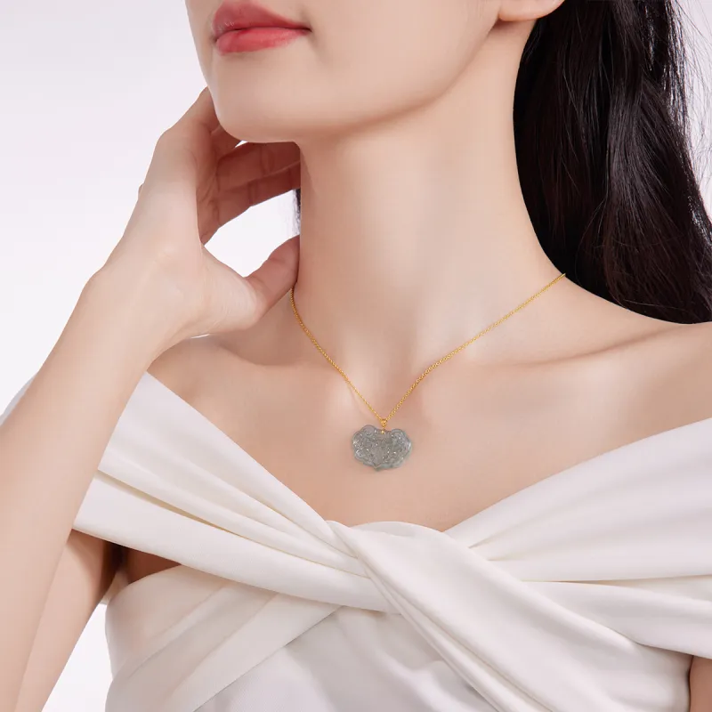 Cuiya Golden Building Ice Glutinous Jadeite Necklaces Women's-4