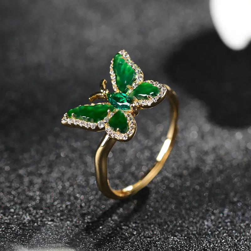 Cuiya Golden Building Ice Type Jadeite Rings Women's-1
