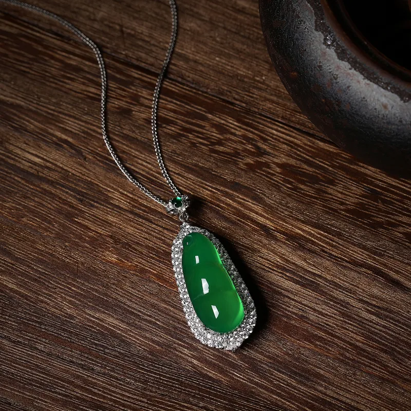 Cuiya Golden Building Chalcedony Jade Pendants Women's-6