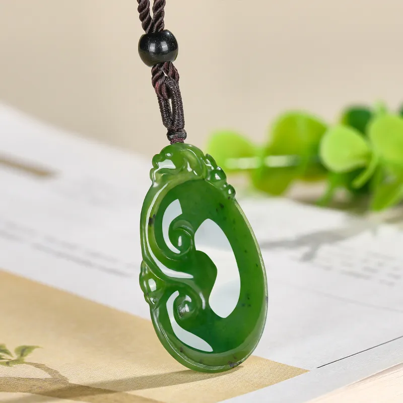 Cuiya Golden Building Hetian Jade Necklaces Jasper Women's-2