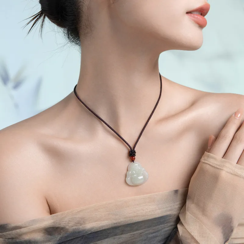 Cuiya Golden Building Hetian Jade Pendants Green Jade Unisex-6