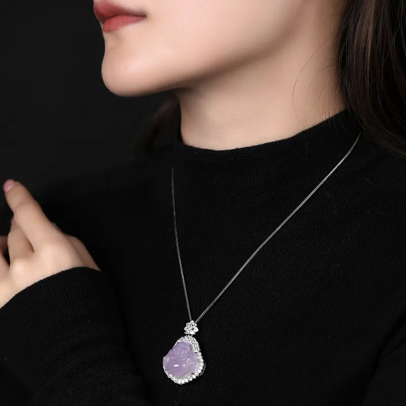 Cuiya Golden Building Chalcedony Jade Pendants Women's-23