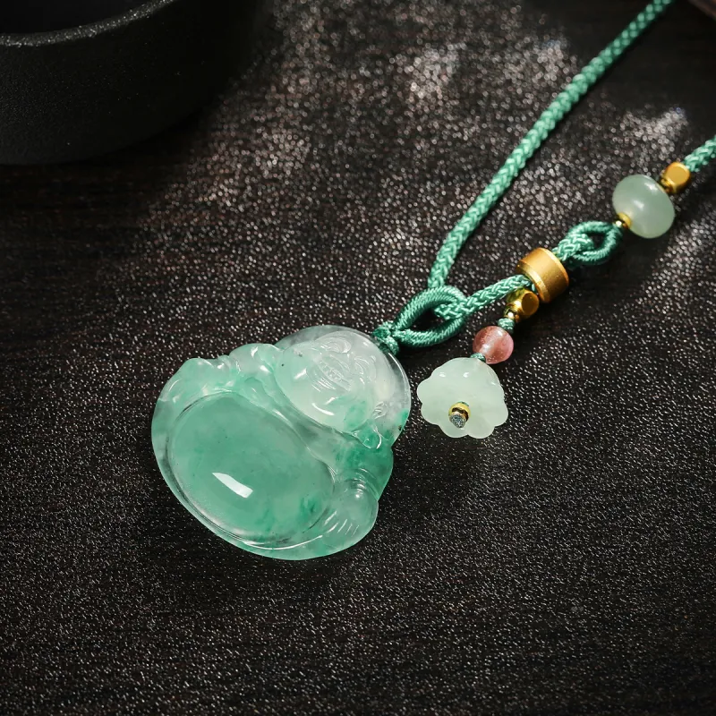 Cuiya Golden Building Dulong Jade Necklaces Unisex-3