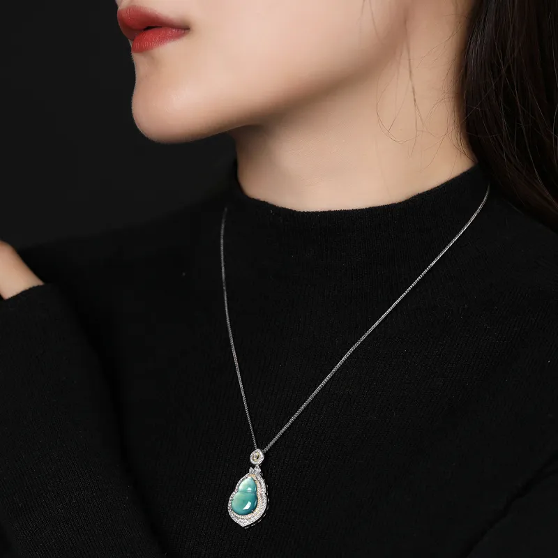 Cuiya Golden Building Ice Glutinous Jadeite Necklaces Unisex-6