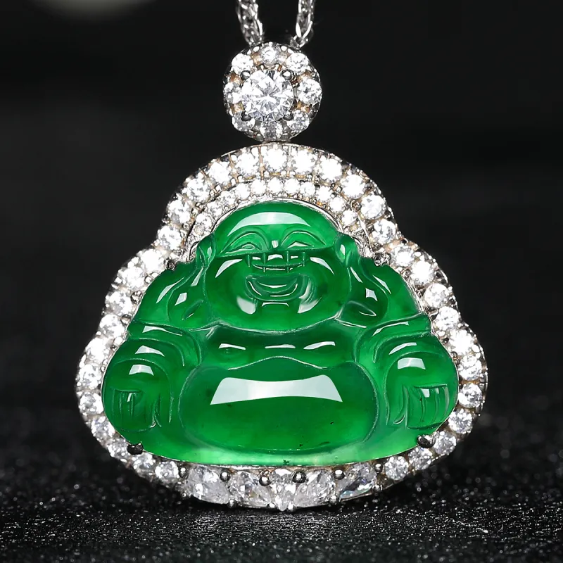 Cuiya Golden Building Ice Type Jadeite Necklaces Women's-1