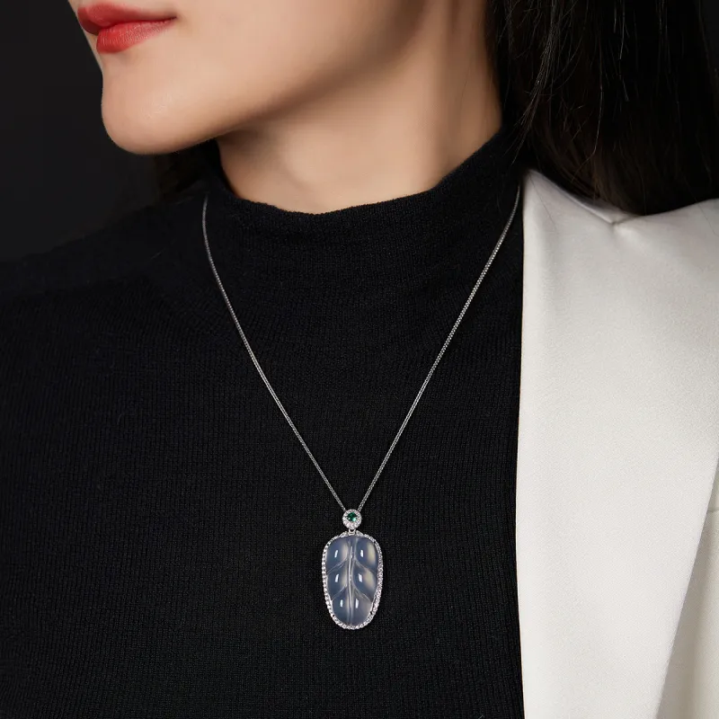 Cuiya Golden Building Chalcedony Jade Pendants Women's-3