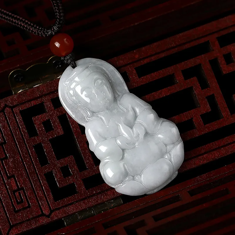 Cuiya Golden Building Bean Type Jadeite Necklaces Unisex-6