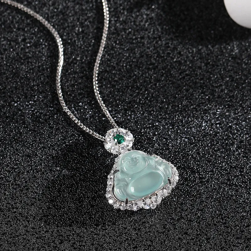 Cuiya Golden Building Ice Glutinous Jadeite Necklaces Women's-5
