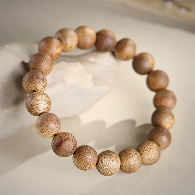 Cuiya Golden Building Sandalwood Aromatic Craft Beaded Bracelet Unisex-3