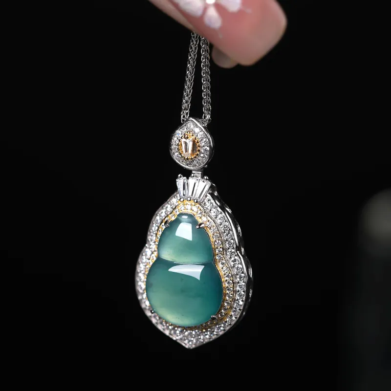 Cuiya Golden Building Ice Glutinous Jadeite Necklaces Unisex-3