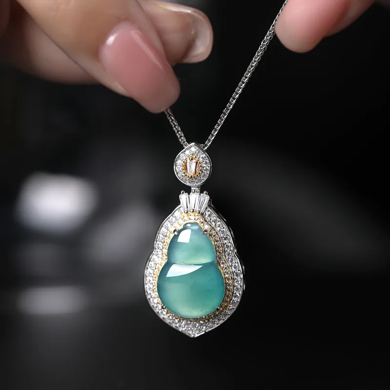 Cuiya Golden Building Ice Glutinous Jadeite Necklaces Unisex-2