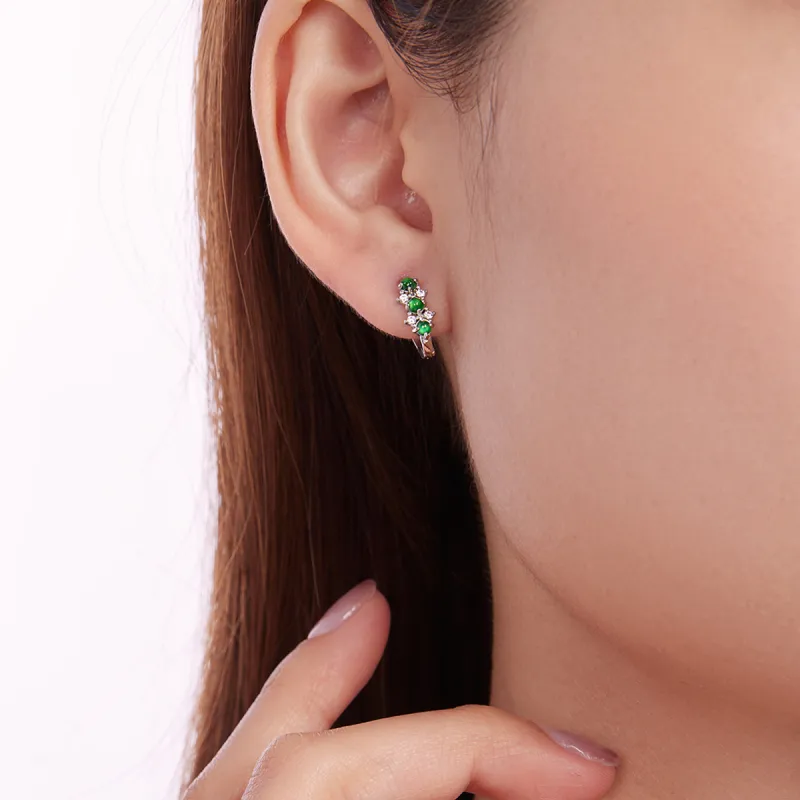 Cuiya Golden Building Ice Type Jadeite Stud Earrings Unisex-1