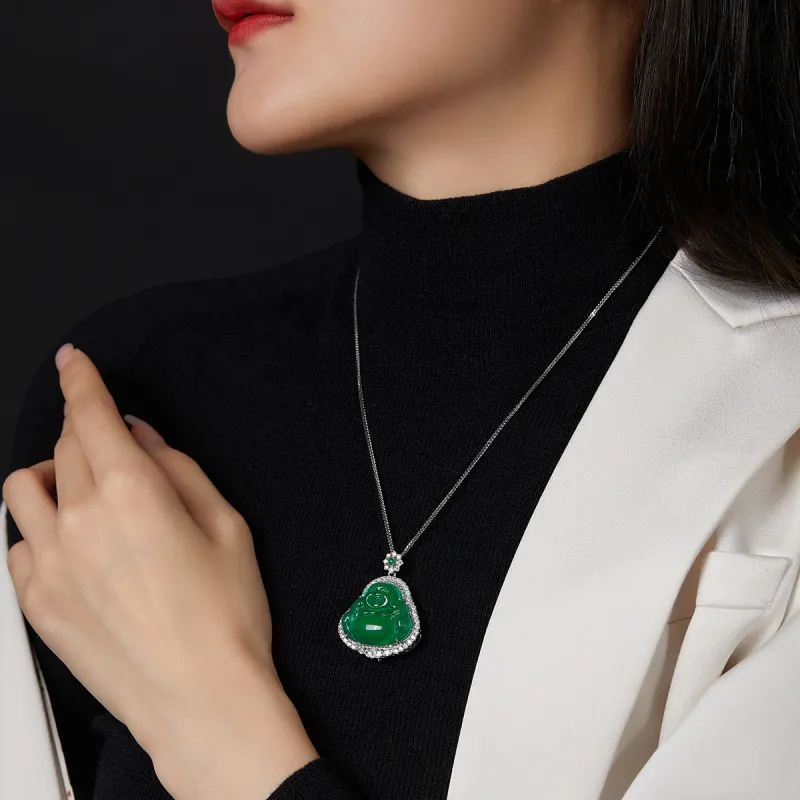 Cuiya Golden Building Chalcedony Jade Pendants Women's-9