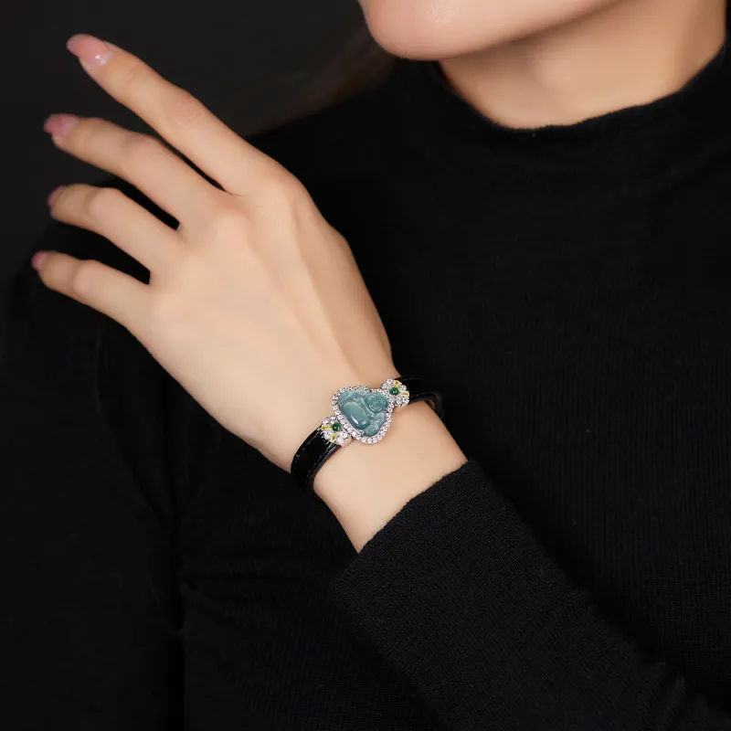 Cuiya Golden Building Ice Glutinous Jadeite Bracelets Unisex-1
