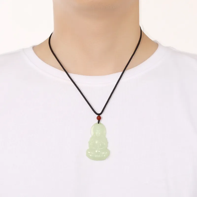 Cuiya Golden Building Hetian Jade Pendants Men's Pale Greenish White Jade-1