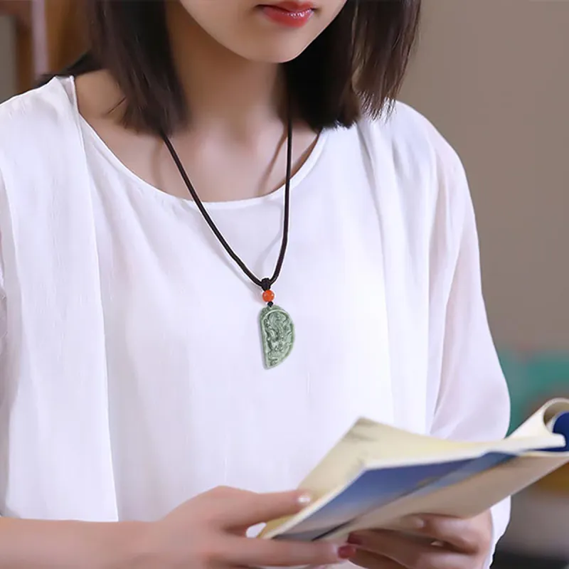 Cuiya Golden Building Glutinous Jade Jadeite Necklaces Unisex-6