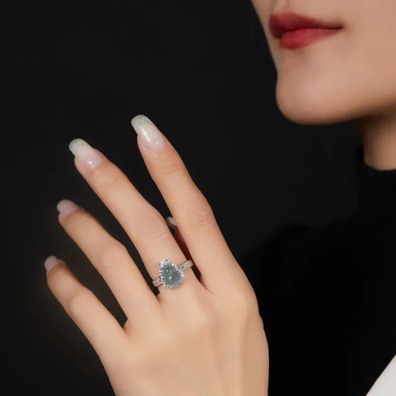 Cuiya Golden Building Ice Glutinous Jadeite Rings Unisex-3
