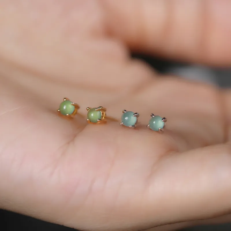 Cuiya Golden Building Ice Glutinous Jadeite Stud Earrings Unisex-8