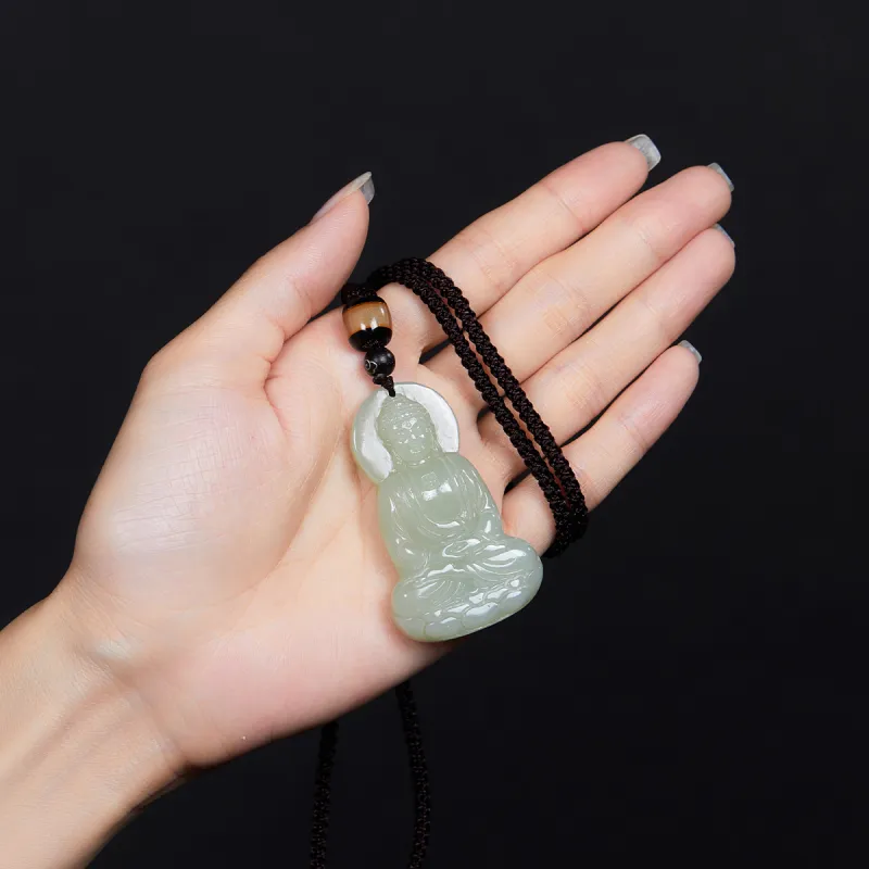 Cuiya Golden Building Pendants Pale Greenish White Jade Unisex-1
