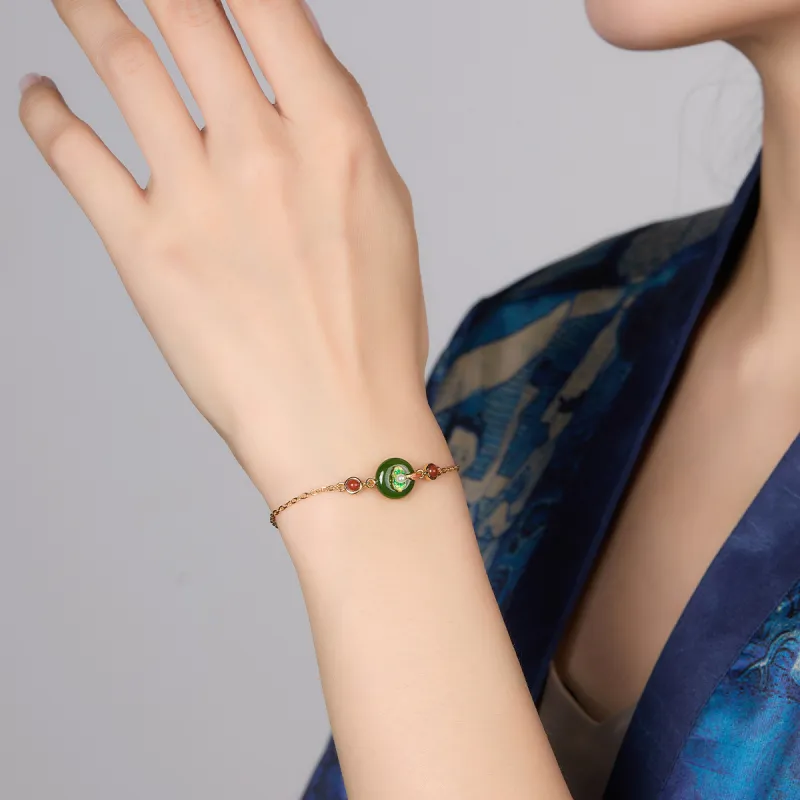 Cuiya Golden Building Hetian Jade Bracelets Jasper Women's-4