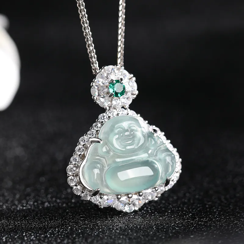 Cuiya Golden Building Ice Glutinous Jadeite Necklaces Women's-3