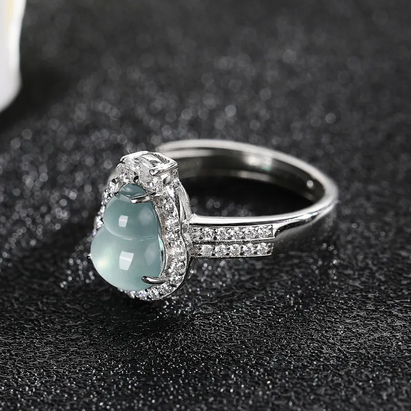Cuiya Golden Building Ice Glutinous Jadeite Rings Unisex-5
