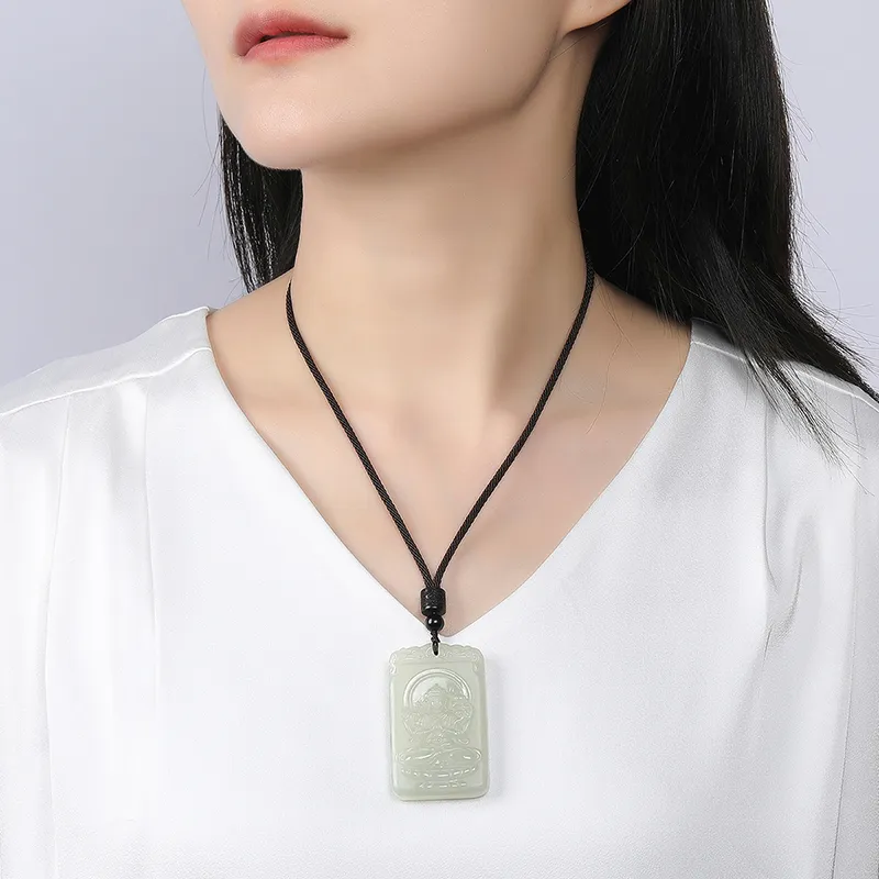 Cuiya Golden Building Hetian Jade Pendants Unisex-2