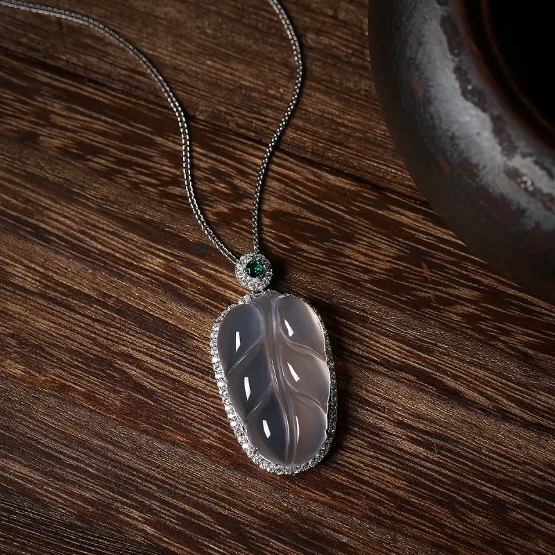 Cuiya Golden Building Chalcedony Jade Pendants Women's-4