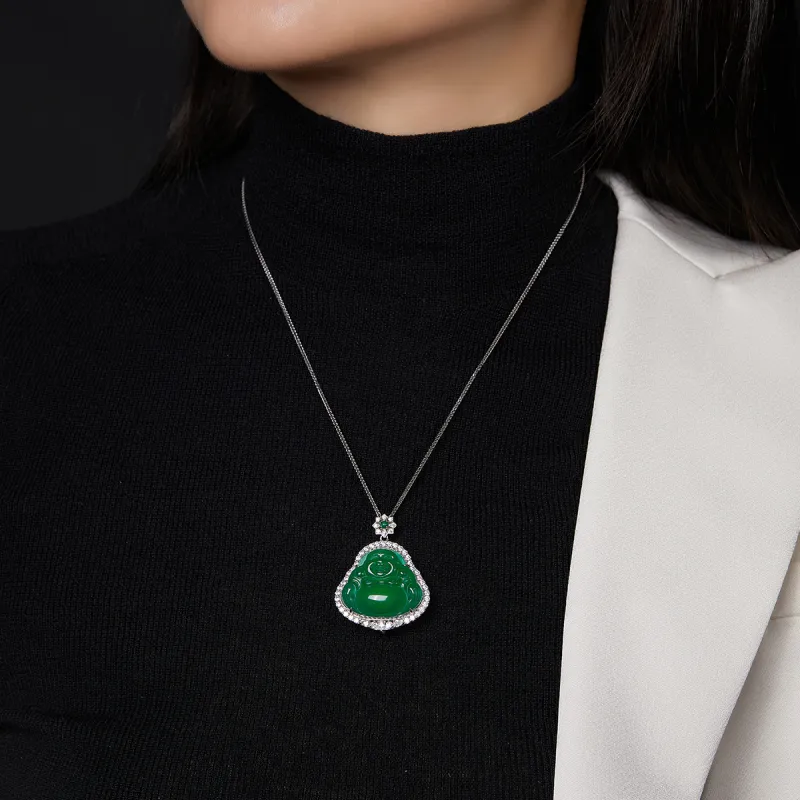 Cuiya Golden Building Chalcedony Jade Pendants Women's-12