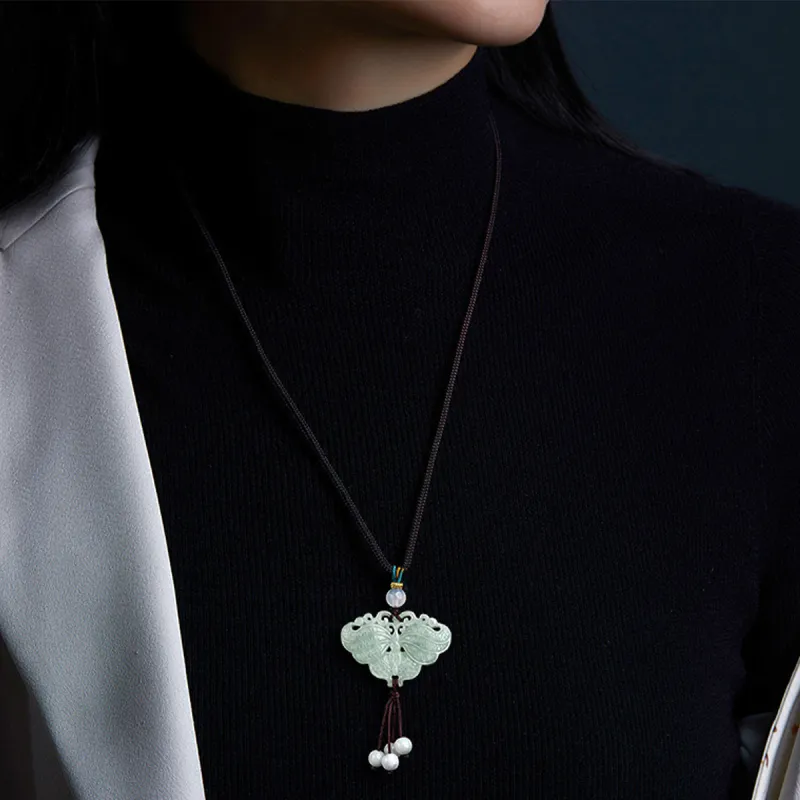 Cuiya Golden Building Glutinous Jade Jadeite Necklaces Women's-4