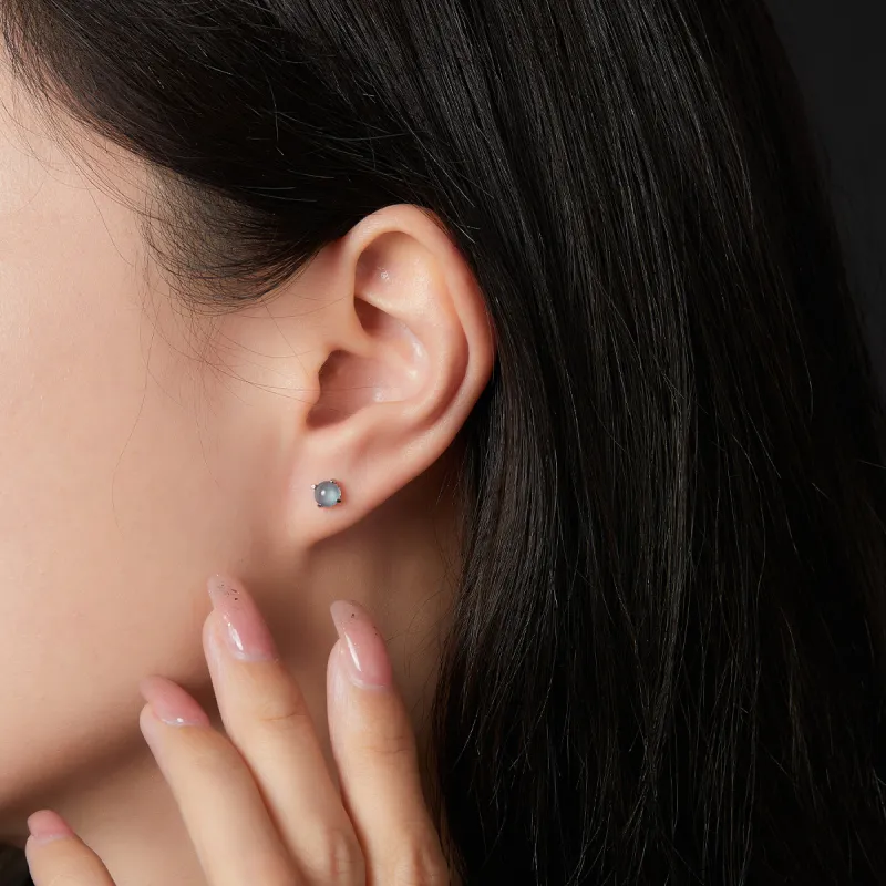 Cuiya Golden Building Ice Glutinous Jadeite Stud Earrings Unisex-5