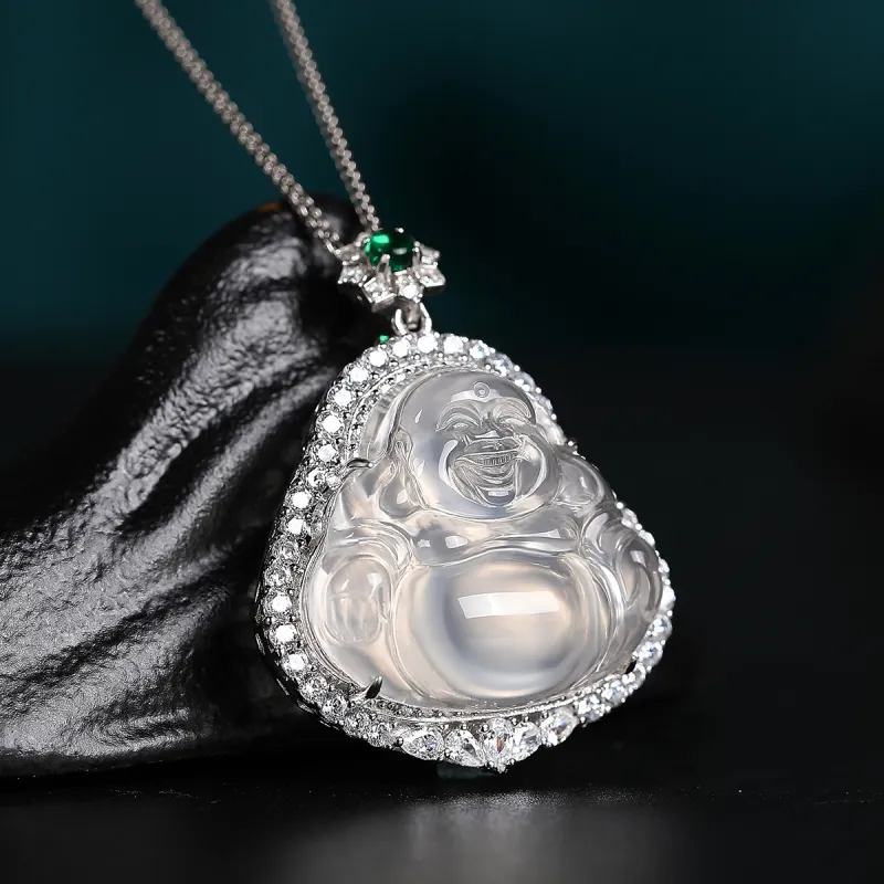 Cuiya Golden Building Chalcedony Jade Pendants Women's-4