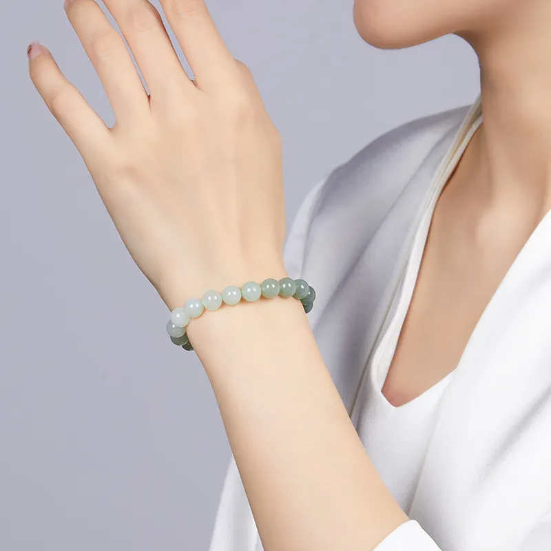 Cuiya Golden Building Hetian Jade Hetian Jade Bracelets Unisex Pale Greenish White Jade-3