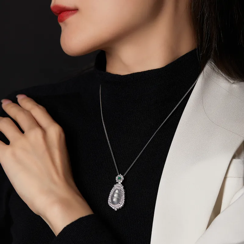 Cuiya Golden Building Chalcedony Jade Pendants Women's-6