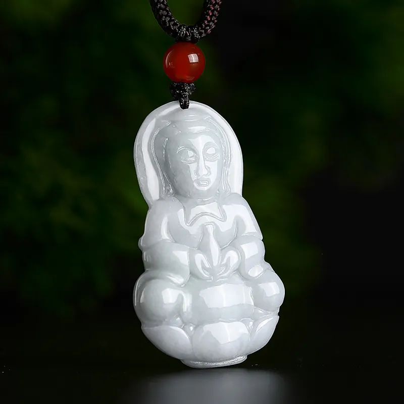 Cuiya Golden Building Bean Type Jadeite Necklaces Unisex-5