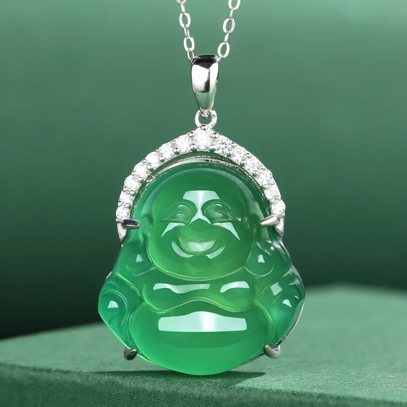 Cuiya Golden Building Chalcedony Jade Pendants Women's-14
