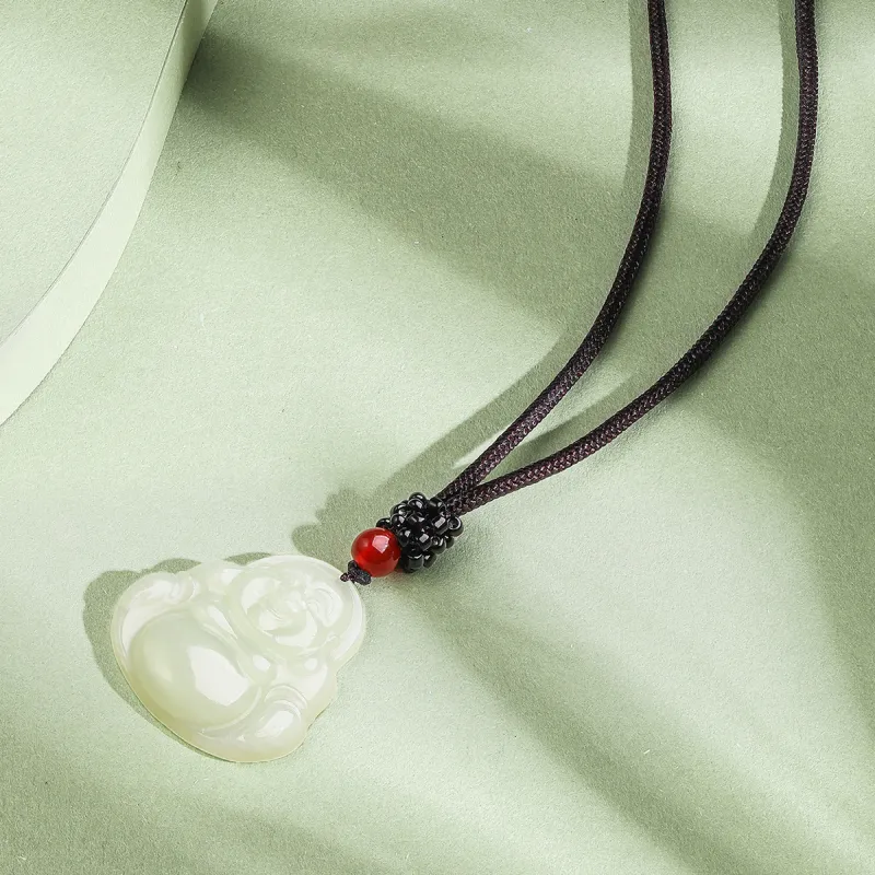 Cuiya Golden Building Hetian Jade Pendants Green Jade Unisex-4