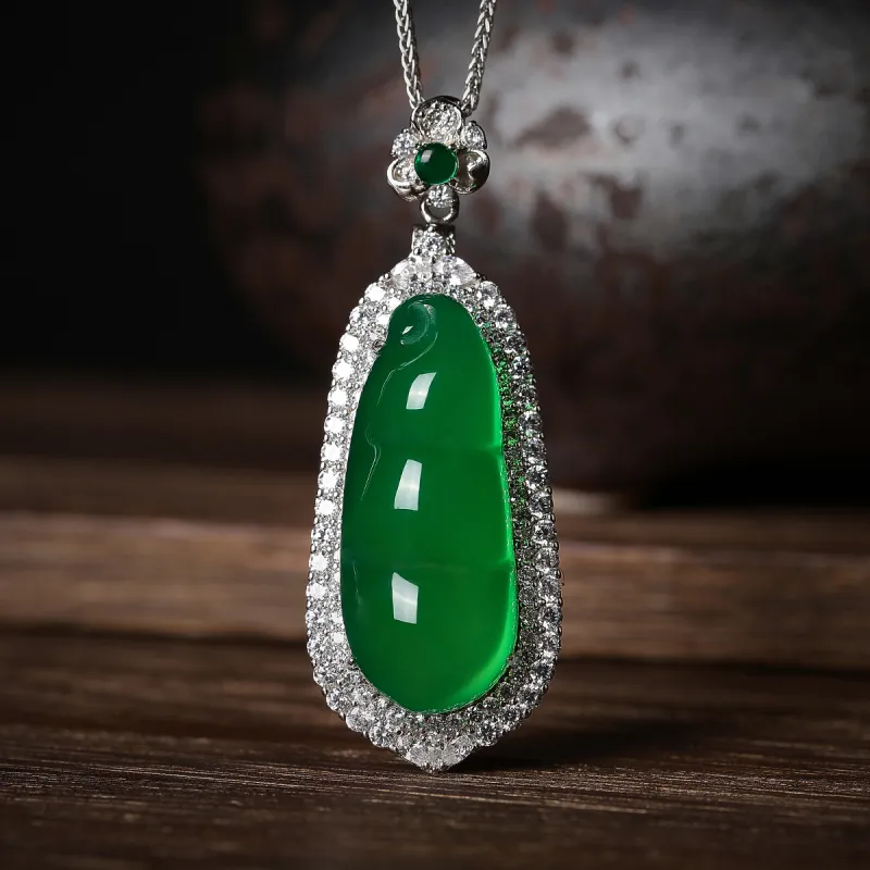 Cuiya Golden Building Chalcedony Jade Pendants Women's-4