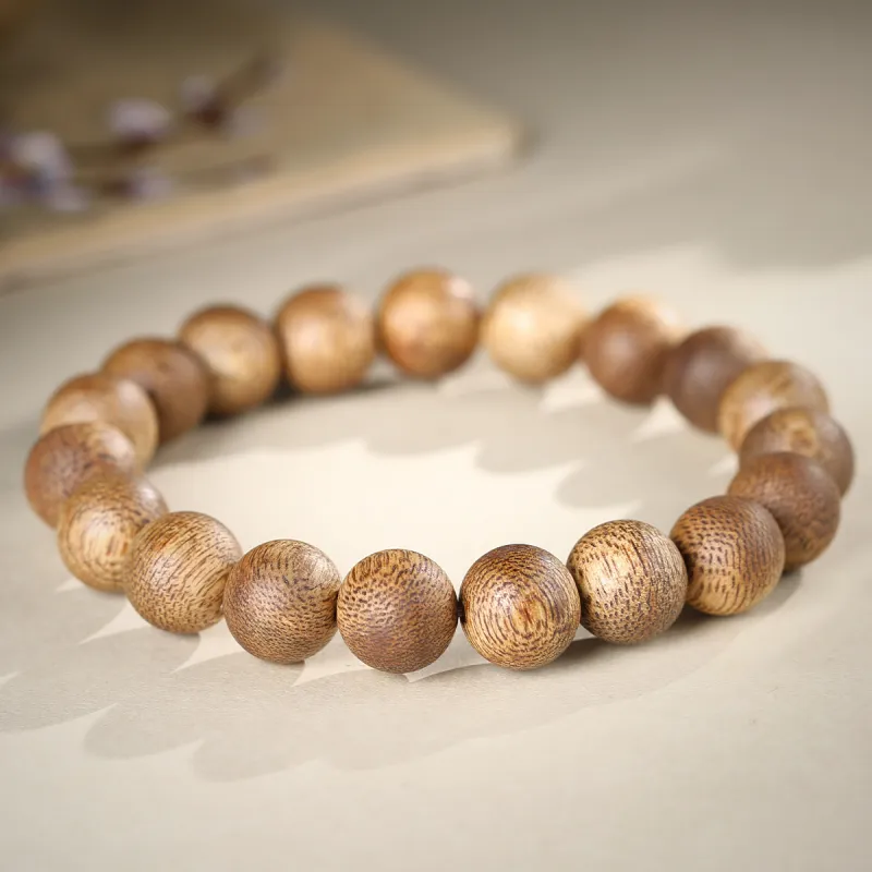 Cuiya Golden Building Sandalwood Aromatic Craft Beaded Bracelet Unisex-1