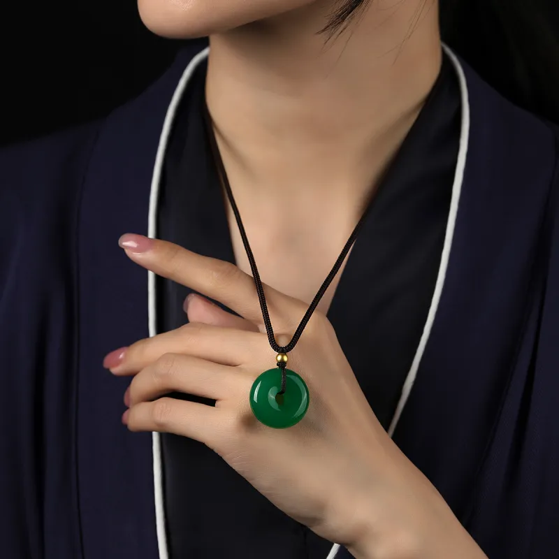 Cuiya Golden Building Agate Jade Necklaces Unisex-2