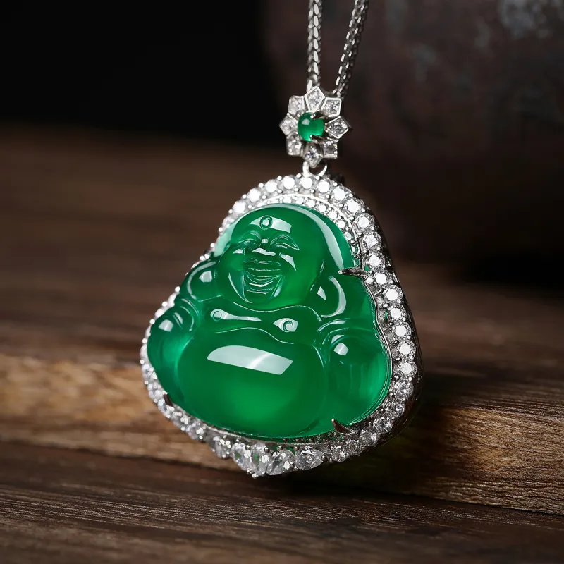Cuiya Golden Building Chalcedony Jade Pendants Women's-7