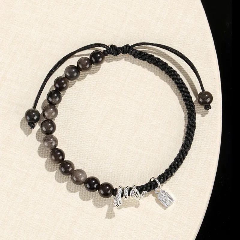 Cuiya Golden Building Obsidian Bracelets Unisex-4