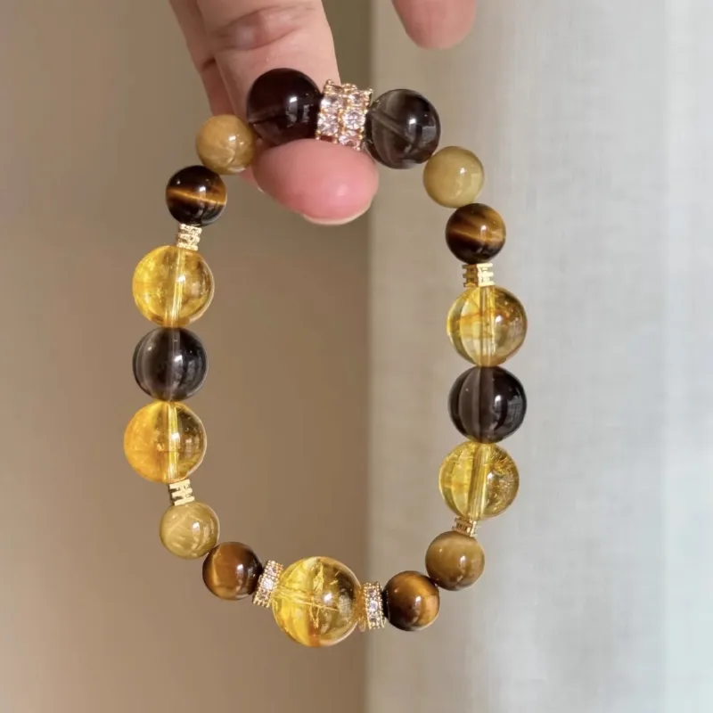 Cuiya Golden Building Tiger's Eye Stone Bracelets Unisex-21