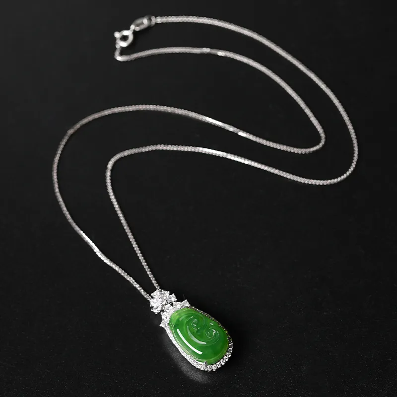 Cuiya Golden Building Hetian Jade Necklaces Jasper Unisex-4