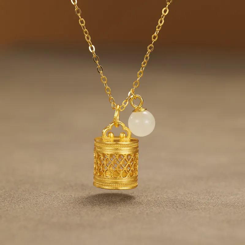 Cuiya Golden Building Hetian Jade Necklaces Pale Greenish White Jade Women's-1