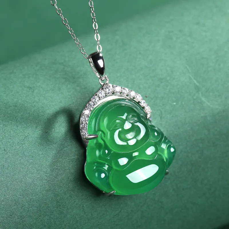 Cuiya Golden Building Chalcedony Jade Pendants Women's-16