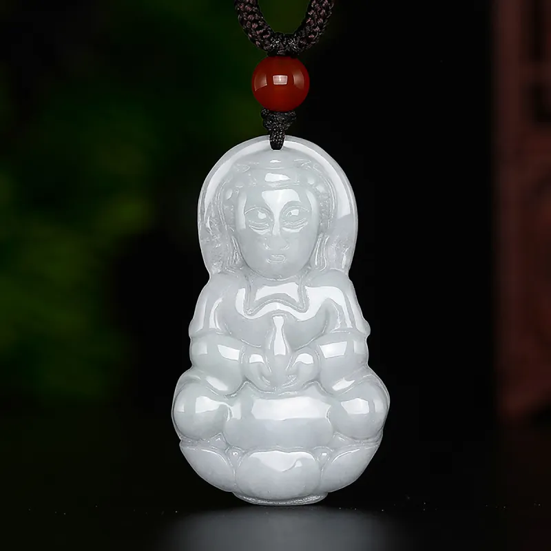 Cuiya Golden Building Bean Type Jadeite Necklaces Unisex-2