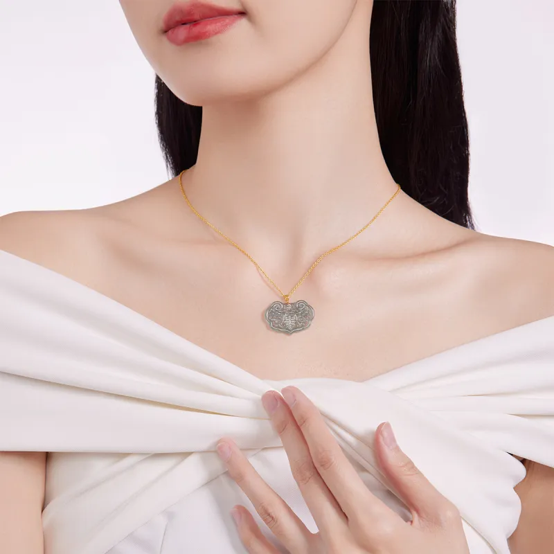 Cuiya Golden Building Ice Glutinous Jadeite Necklaces Women's-3
