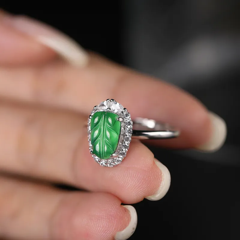 Cuiya Golden Building Ice Type Jadeite Rings Unisex-1